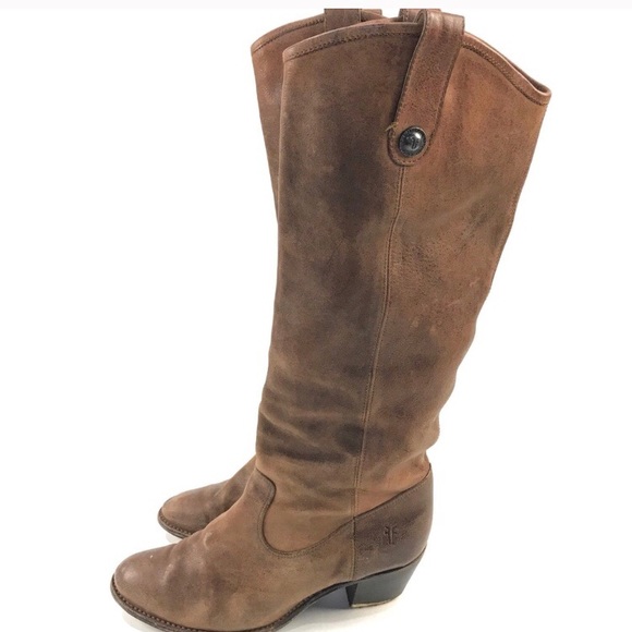 Frye Shoes - FRYE Jackie Button Brown Leather Boots Size 10